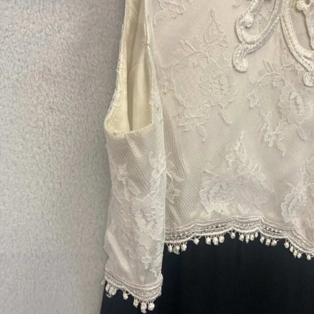 Y2K Jessica McClintock Gunne Sax Formal‎ Long Sleeveless Dress Sz 3/4 White Lace